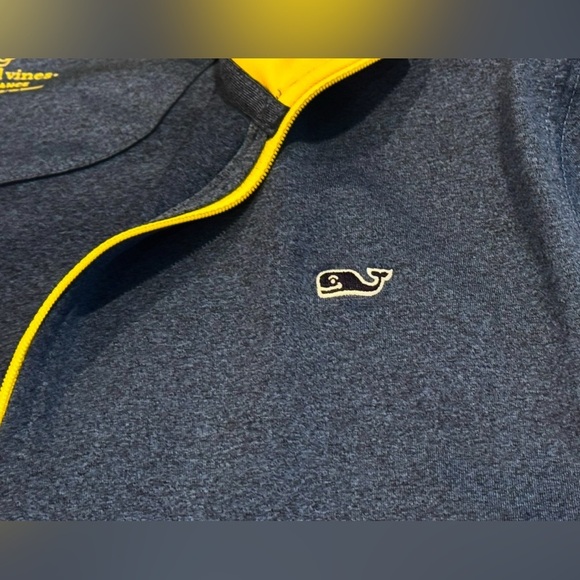 Kid’s Vineyard Vines Blue & Yellow Performance 1/4 Zip Fleece: Size XL - Picture 3 of 4